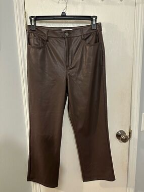 LOFT Chocolate Brown Faux Leather Pants great condition